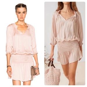 Ulla Johnson Olga Satin Smocked Mini Dress